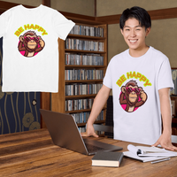 BE HAPPY  MONKEY DESIGN Unisex Classic Crew T-Shirt
